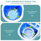 2-in-1 Mini Washer & Spin Dryer – Portable Semi-Auto Laundry for Flats, RVs, Dorms