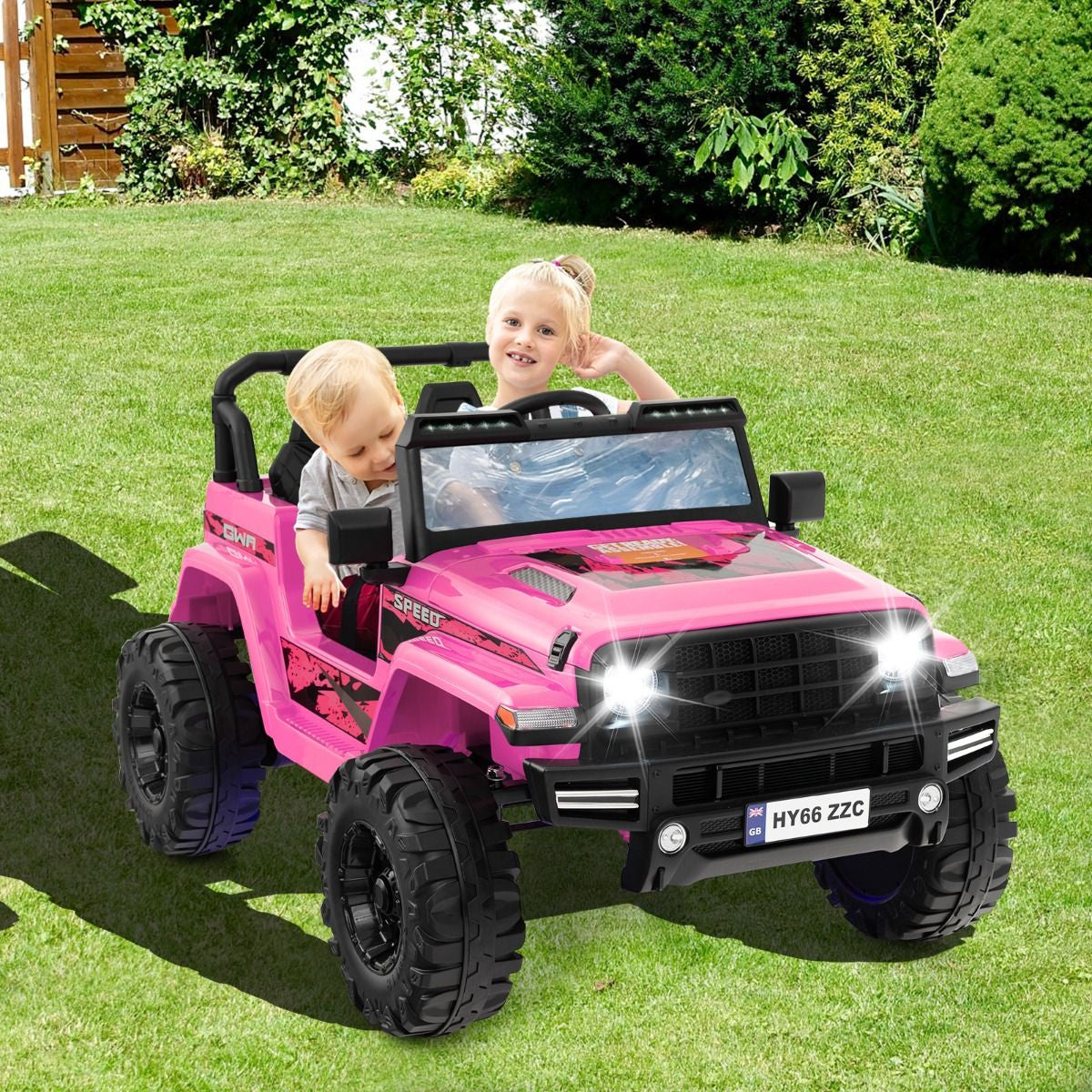 SEDOL 24V Double-Seater High-Power Kids Ride-On Truck with Parental Remote Control Dual High-Speed Motors LED Light Bars and 2-Hour Long-Play Battery – 35kg Capacity