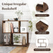 2-Tier Irregular Storage Shelf Wood Shelving Units with 4 Compartments