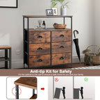 2-Tier Dresser with 6 Removable Fabric Drawers and Wooden Top