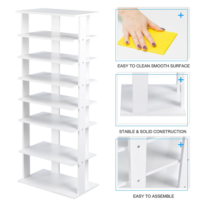 Extra Wide Wooden Vertical Shoe Rack with 7 Shelves