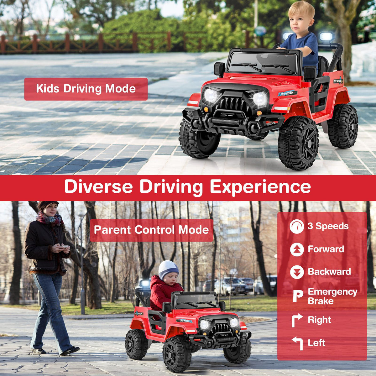 SEDOL 12V High-Performance Kids Ride-On Truck with Parental Remote Control Dual 35W Motors All-Terrain Traction and Wireless Bluetooth Music Player