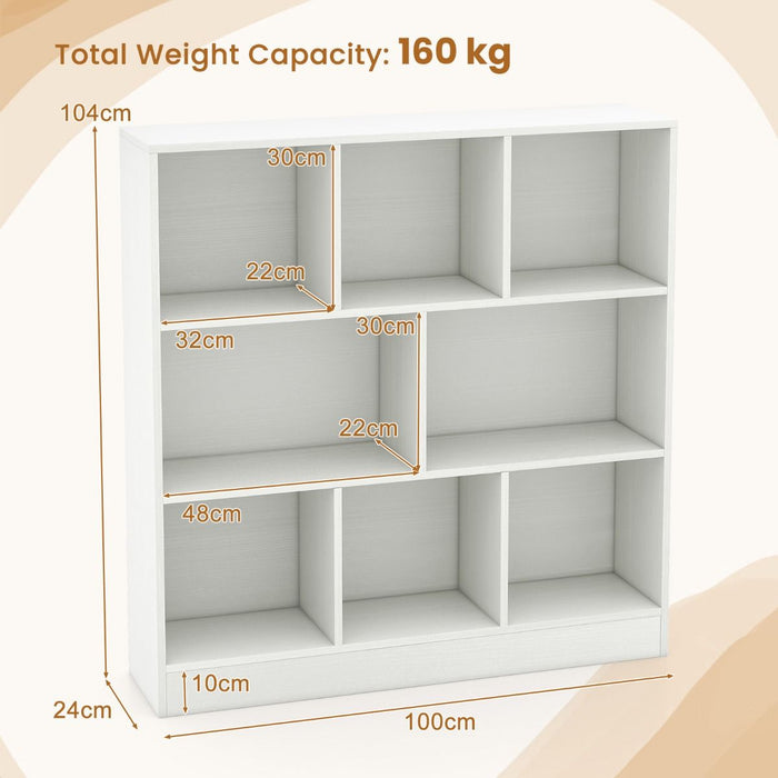 8-Cube Bookshelf with 2 Anti-Tipping Kits and Display Shelf for Home