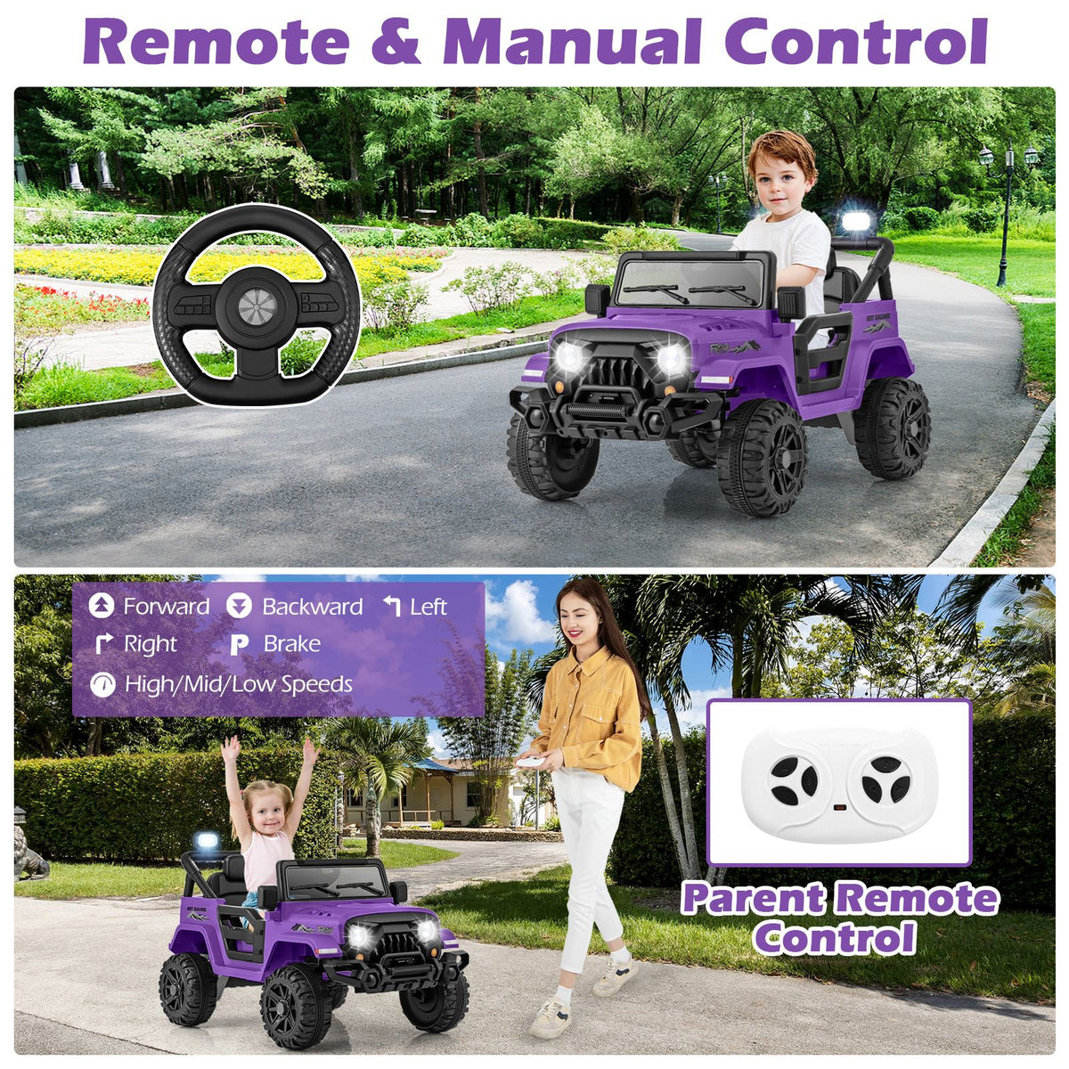 SEDOL 12V High-Performance Kids Ride-On Truck with Parental Remote Control Dual 35W Motors All-Terrain Traction and Wireless Bluetooth Music Player