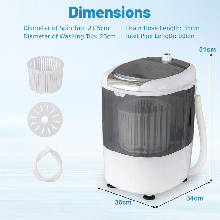 2-in-1 Mini Washer & Spin Dryer – Portable Semi-Auto Laundry for Flats, RVs, Dorms
