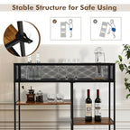 4-Tier Console Table with Wire Basket and Storage Shelves