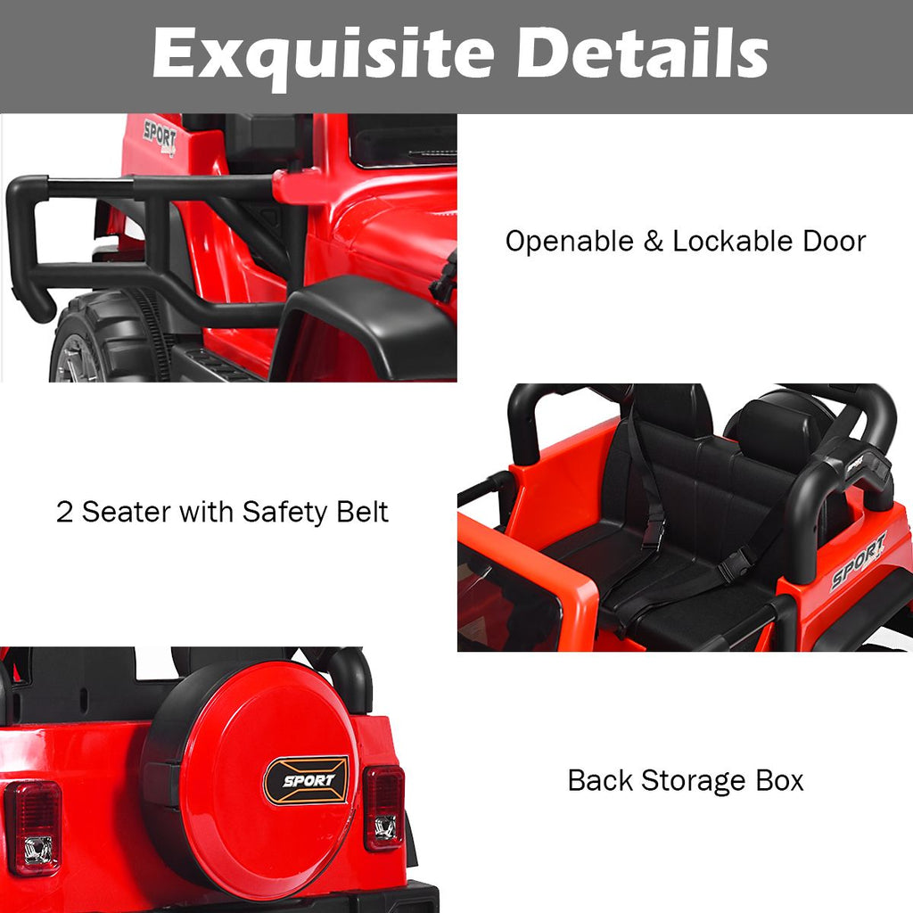 SEDOL 2-Seater 12V Electric Kids Ride-On Truck with Dual Storage Compartments Parental Remote Control High-Capacity 7Ah Battery and All-Terrain Spring Suspension – 50kg Limit