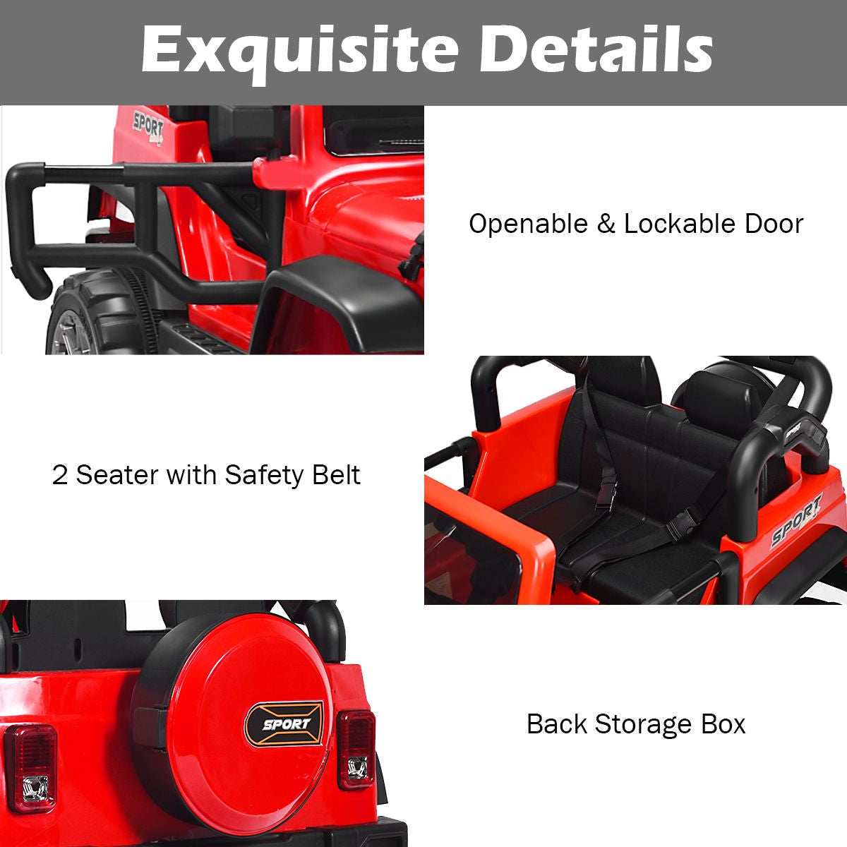 SEDOL 2-Seater 12V Electric Kids Ride-On Truck with Dual Storage Compartments Parental Remote Control High-Capacity 7Ah Battery and All-Terrain Spring Suspension – 50kg Limit