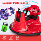 SEDOL 12V High-Performance Kids Bumper Car with 360° Zero-Turn Dual Joysticks Parental Remote Control LED Surround Lighting and Integrated USB/Story Hub