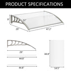 120x80cm Door Canopy – Outdoor Rain Cover Awning for Front Door, Window or Patio (White/Grey)