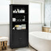 Wooden Tall Bookcase with 3-Tier Storage Cabinet