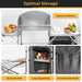 Camping Kitchen Table with Storage & Windscreen – Folding BBQ & Prep Station