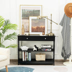 3-Tier Console Table with 1 Drawer and 2 Storage Shelves