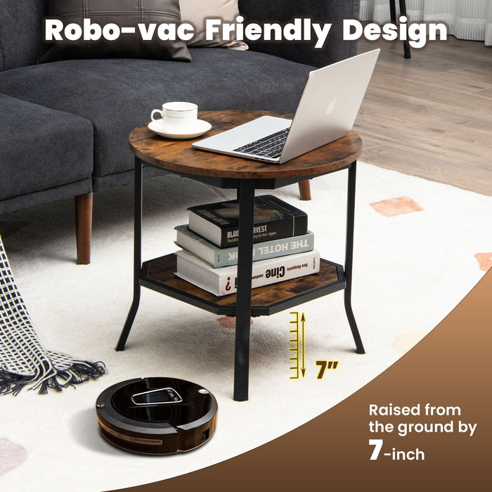 2-Tier Industrial round End Table