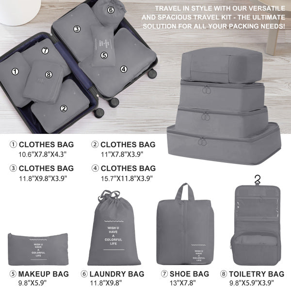 4-Piece Luggage Set with Handbags & Toiletry Kit – Durable Hard Shell Suitcases 18"/20"/24"/28" with Spinner Wheels, Travel Tote & Wash Bag – Dark Grey