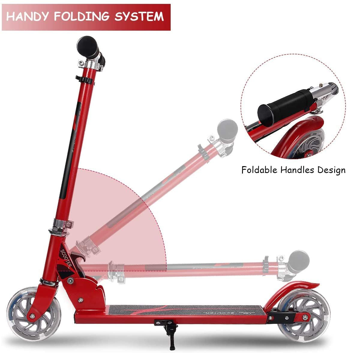 Aluminium Folding Stunt Scooter with LED Wheels – Kids T-Bar Kick Scooter