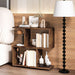 2-Tier Irregular Storage Shelf Wood Shelving Units with 4 Compartments