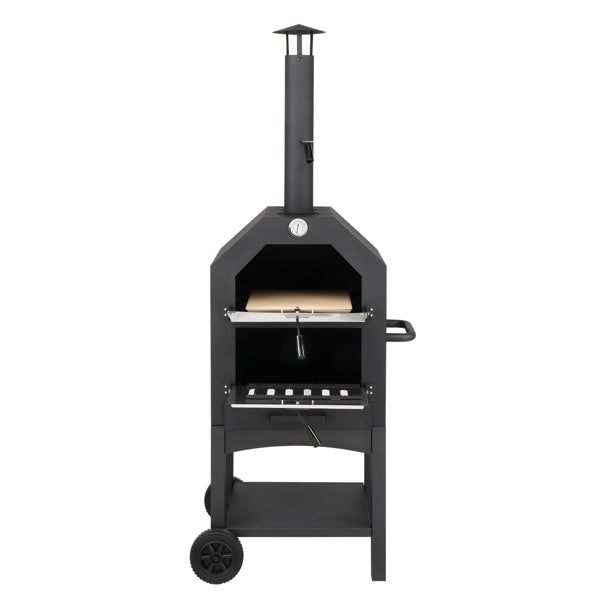 Outdoor Wood-Fired Pizza Oven – Portable Garden Pizza Maker with Stone, Peel & Grill Rack
