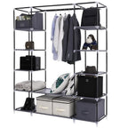 69" Portable Clothes Wardrobe – Non-Woven Fabric Closet Organiser (Grey)