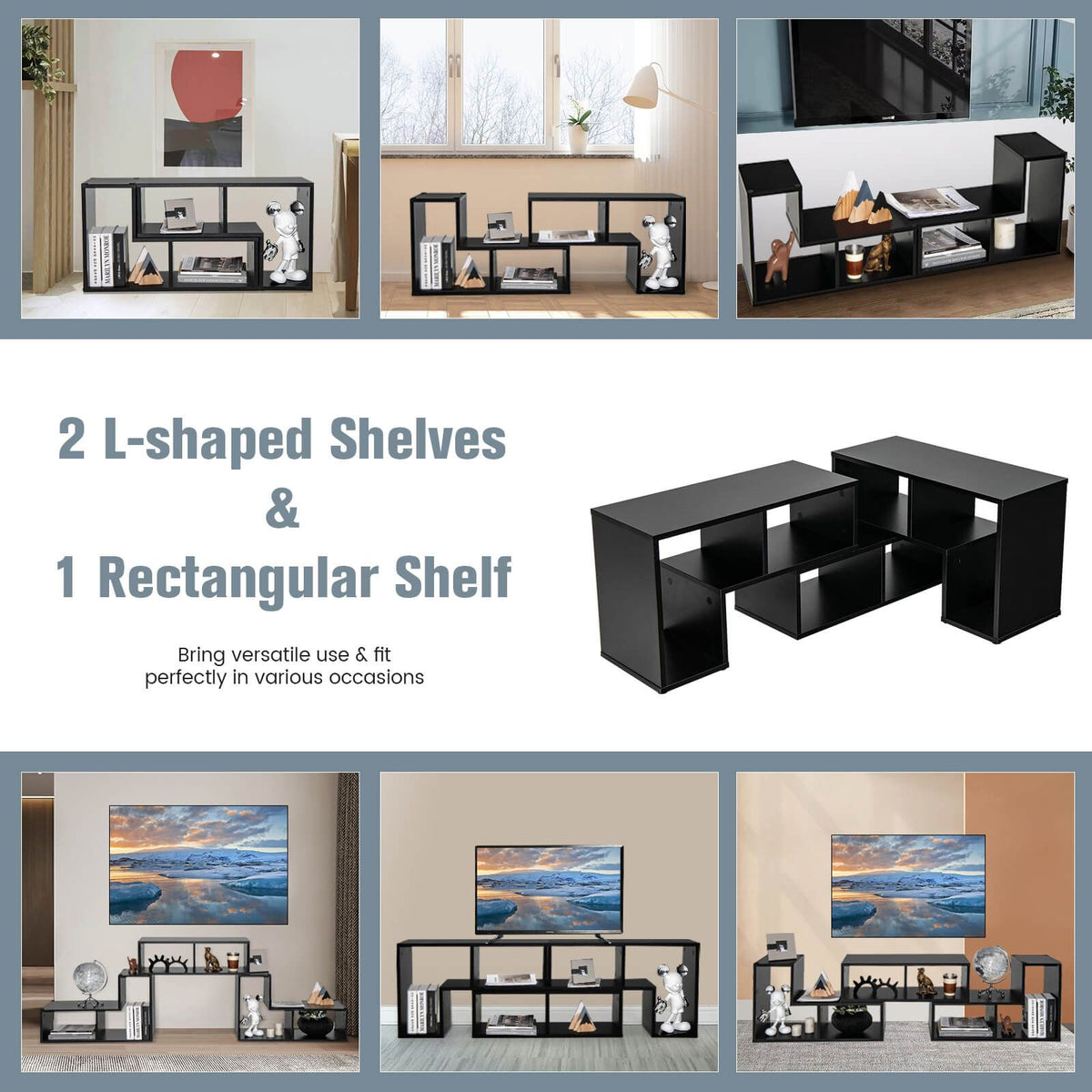 3 Pieces Convertible TV Stand for Tvs up to 65 Inches