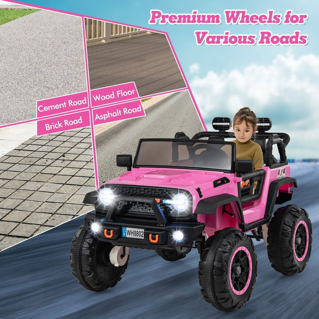 SEDOL 2-Seater 24V Kids Ride-On Truck with 4-Motor 4WD System Parental Remote Control 3-Point Safety Harness and Bonus Digging Shovel – 50kg Capacity