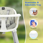 SEDOL 5-in-1 Convertible Baby High Chair & Independent Play Table Set with 5-Point Safety Harness 2-Position Removable Tray and Waterproof Easy-Clean Cushion