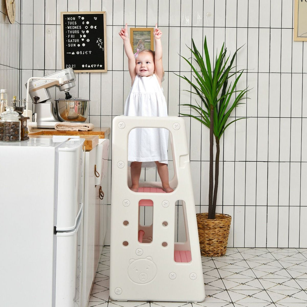 SEDOL 2-in-1 Convertible Toddler Learning Tower & High-Step Stool 3-Level Adjustable Height Kitchen Helper with Double Safety Rails and Anti-Slip EVA Pads – 65kg Capacity