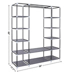 69" Portable Clothes Wardrobe – Non-Woven Fabric Closet Organiser (Grey)