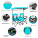 Double Folding Camping Chair with Canopy and Armrests