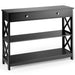 3-Tier Console Table with 1 Drawer and 2 Storage Shelves