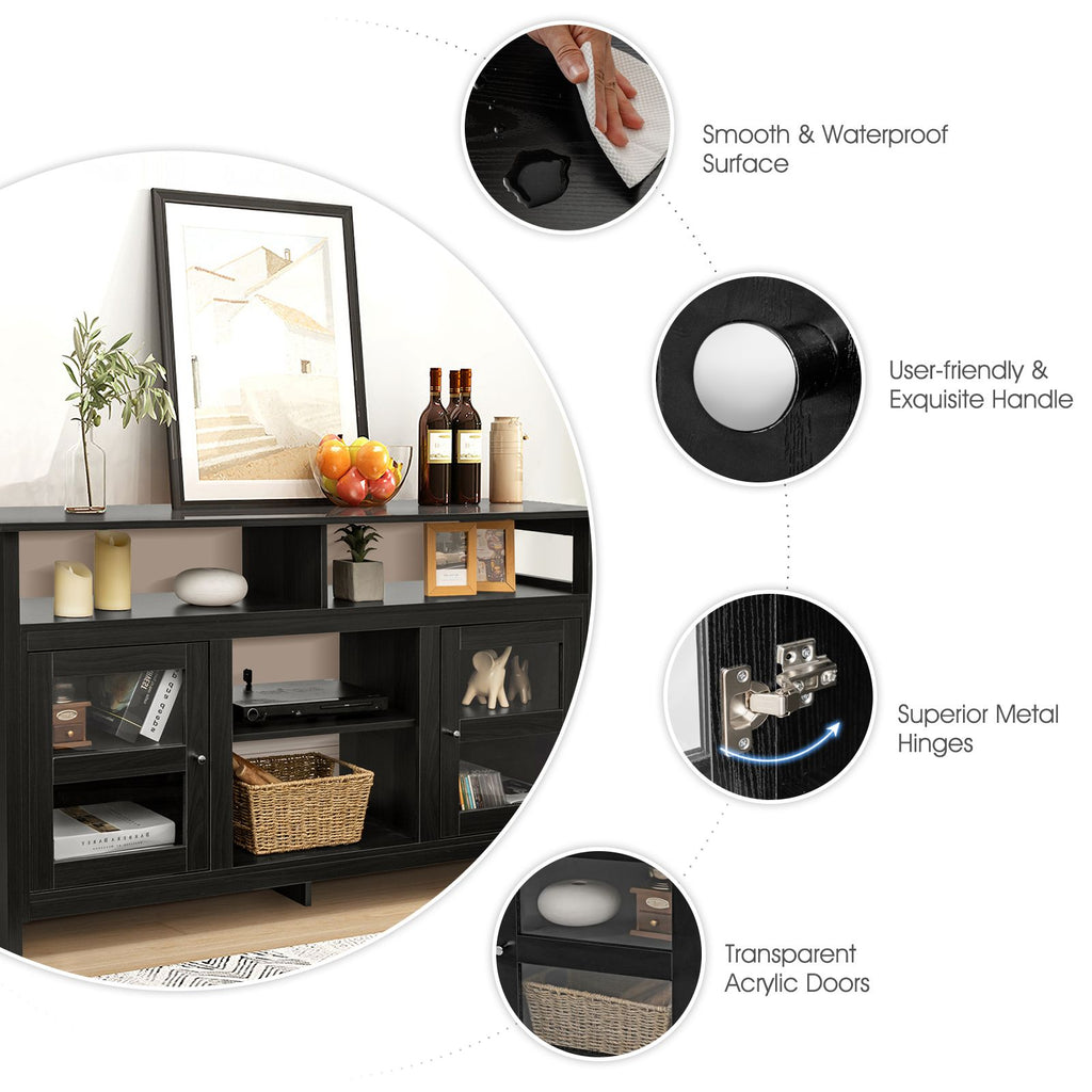 Living Room Console Table for Tvs with Wooden Fireplace and 2 Cabinets
