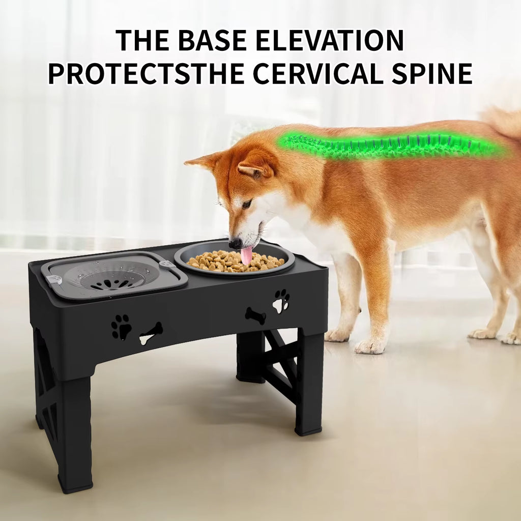 SEDOL Raised Dog Bowl Stand – Adjustable Double Pet Feeder with Elevated Bowls for Cats & Dogs, Foldable High Stand for Small, Medium & Large Pets