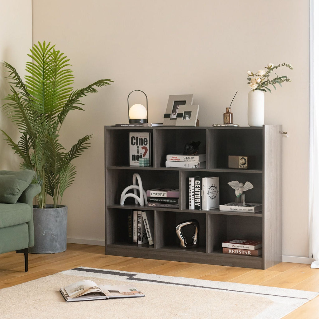 3-Tier Wooden Cube Bookcase with 8 Compartments