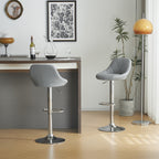 Adjustable PU Leather Counter & Bar Stool Set of 2 – Swivel 360°, Gas‑lift Height, Backrest, Foot‑rest – Grey