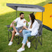 Double Folding Camping Chair with Canopy and Armrests