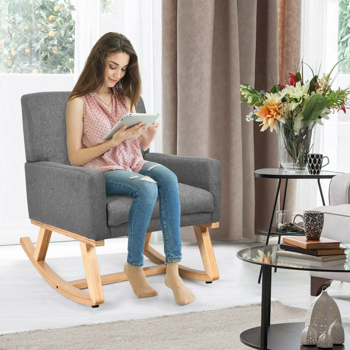 Fabric Upholstered Recliner Rocking Chair Armchair Lounge Sofa Seat Relax Rocker