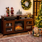 Living Room Console Table for Tvs with Wooden Fireplace and 2 Cabinets