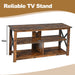 3-Tier Rustic TV Stand with Open Shelves and Cable Management