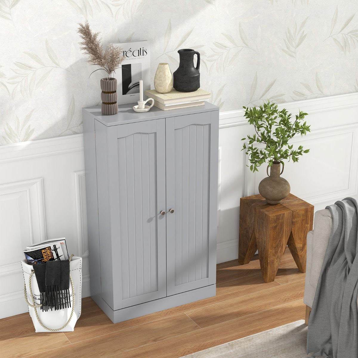2-Door Pantry Cabinet with 6 Adjustable Shelves