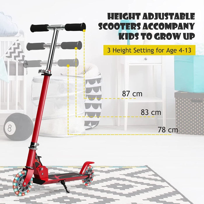Aluminium Folding Stunt Scooter with LED Wheels – Kids T-Bar Kick Scooter