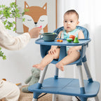 SEDOL 5-in-1 Convertible Baby High Chair & Independent Play Table Set with 5-Point Safety Harness 2-Position Removable Tray and Waterproof Easy-Clean Cushion