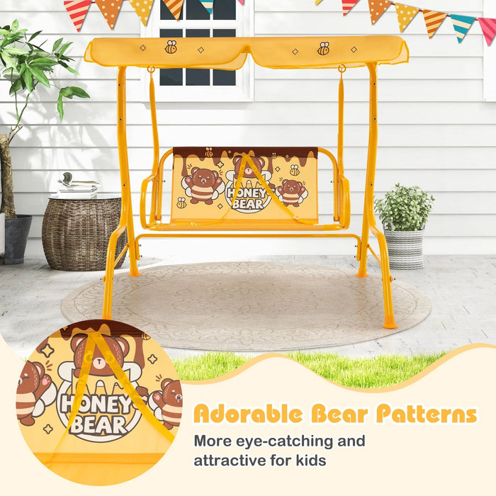 2-Seater Kids Swing Chair with Adjustable Canopy & Safety Belts