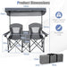 Double Folding Camping Chair with Canopy and Armrests