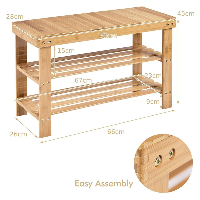 3-Tier Bamboo Shoe Bench for Entryway