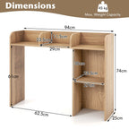 Wooden Desk Bookshelf with 4 Shelves and Open Back Compartment