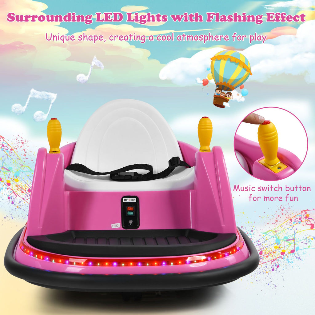 SEDOL Kids 6V Electric Bumper Car for Toddlers 360° Zero-Turn Waltz Car with Parental Remote Control Wall-Safe Rubber Bumper and Flashing LED Light Show