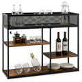 4-Tier Console Table with Wire Basket and Storage Shelves