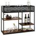4-Tier Console Table with Wire Basket and Storage Shelves