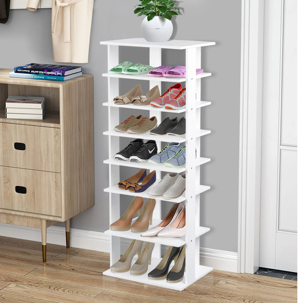 Extra Wide Wooden Vertical Shoe Rack with 7 Shelves
