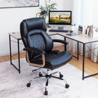 Leather Office Chair with Rocking Mode and Armrests